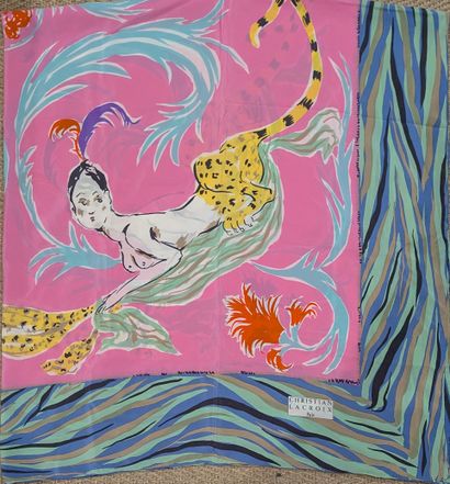 Christian LACROIX. Large printed silk crepe...