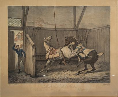D'après Carle VERNET, Coqueret graveur. Intérieur...