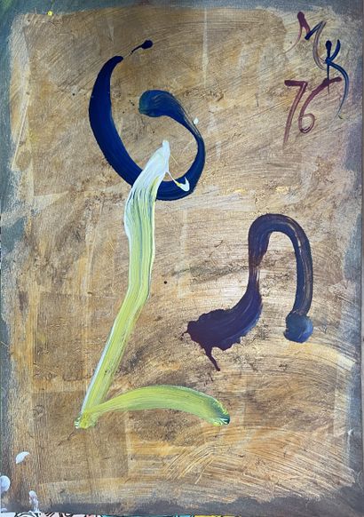 *Ecole MODERNE : VISAGE A LA BOUGIE. Aquarelle...