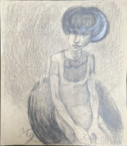 *Ecole RUSSE : PORTRAIT DE FEMME ASSISE....