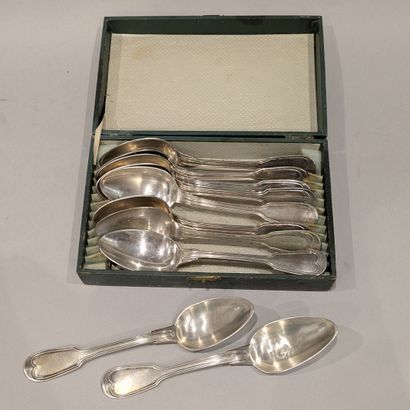 Deux grandes cuillers en argent (925), modèle...