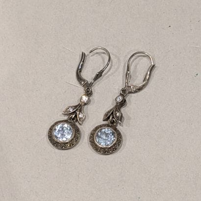 Paire de boucles d'oreille en argent (925),...