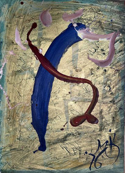 *Ecole MODERNE : VISAGE A LA BOUGIE. Aquarelle...