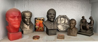 *Small set of Soviet souvenirs: - metal bust...