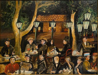 Claude CLAPIES (1920-2021) : GUINGUETTE 1900....