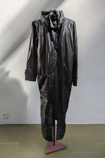 *Sonia Rykiel. Black canvas hooded raincoat....