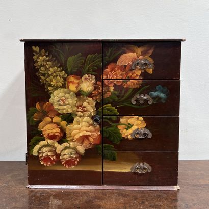 *Small painted wood cabinet with one door...