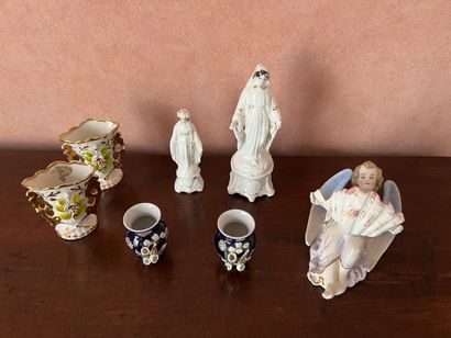 Religiosa: two white and gold porcelain statuettes...