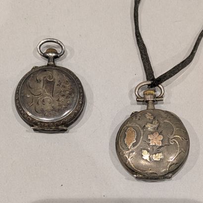 *Deux montres de col en argent (925), le...