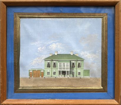 *Ecole RUSSE du XIXe siècle : DATCHA. Gouache...