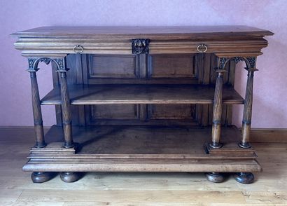 Moulded walnut sideboard with two drawers...