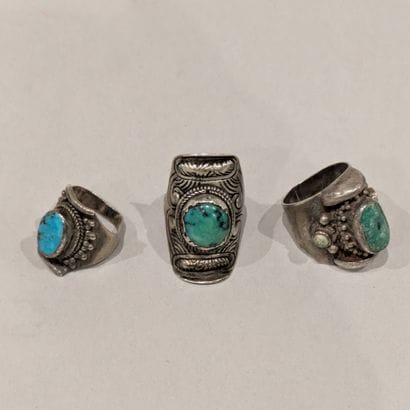 Ensemble de trois bagues en argent (800),...