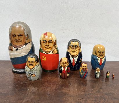 *Suite of polychrome wooden matryoshkas,...