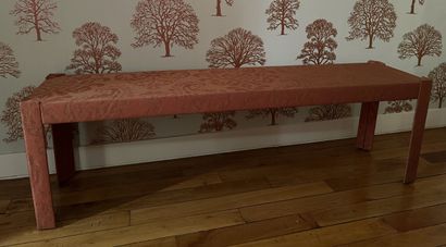 Rectangular wooden bench seat upholstered...