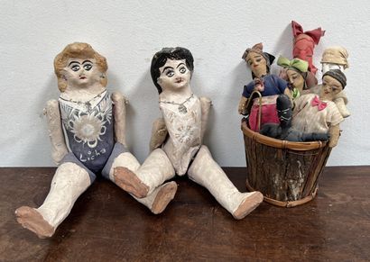*Licha and Chelo. Two articulated paper maché...