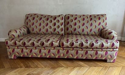 Sofa upholstered in velvet and shaved velvet...