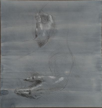 Ecole MODERNE : ETUDES DE MAINS. Crayon et...