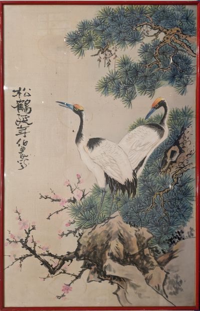 Two paintings on silk, one depicting the...