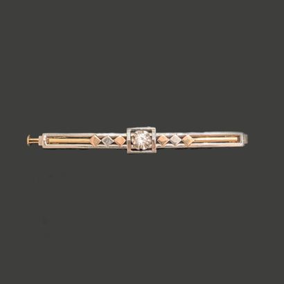 Barrette en or jaune et or gris 18K (750),...