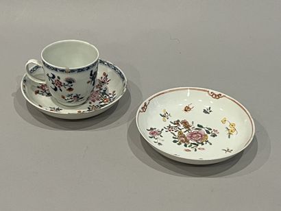China, 18th century. Porcelain cup and two...