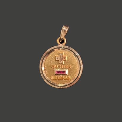 Médaille d'Amour en or jaune 18K (750), le...