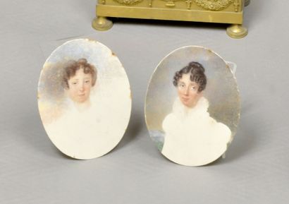 Two unfinished oval miniatures. - Portrait...