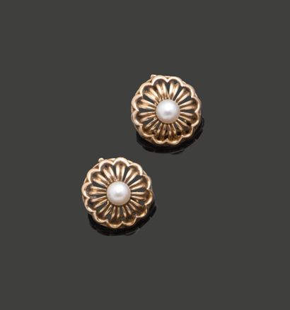 Paire de clips d'oreille en or jaune 18K...