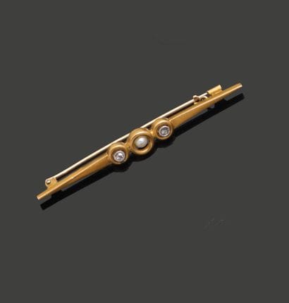 Broche barrette en or jaune et or gris 18K...