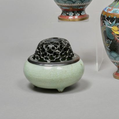 China, 19th century. Tripod incense burner...