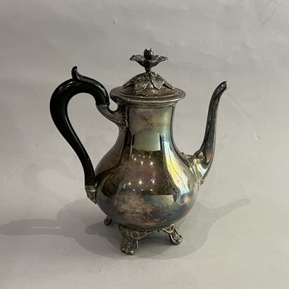 Large, plain silver-plated coffee pot, with...