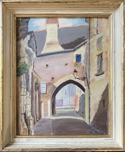 Ch. PATOU (20th century) : VIEW OF A ROMANESQUE...