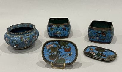 China, 20th century. Set of five bronze and...