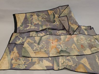 China, 20th century. Set: - five silk or...
