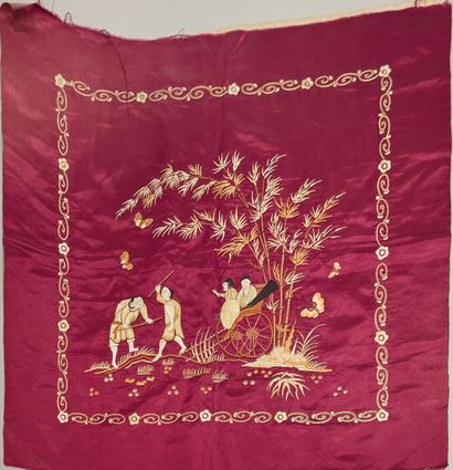 China, 20th century. Set: - five silk or...