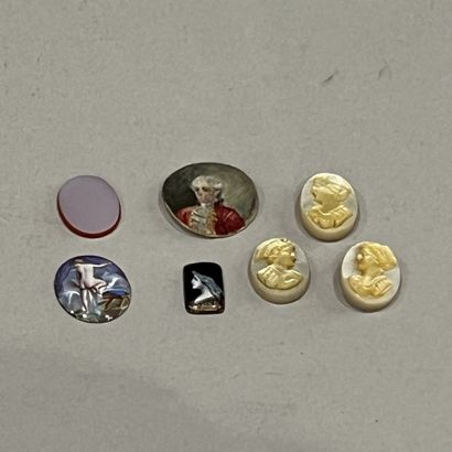 Set: rectangular enamel-on-copper medallion...