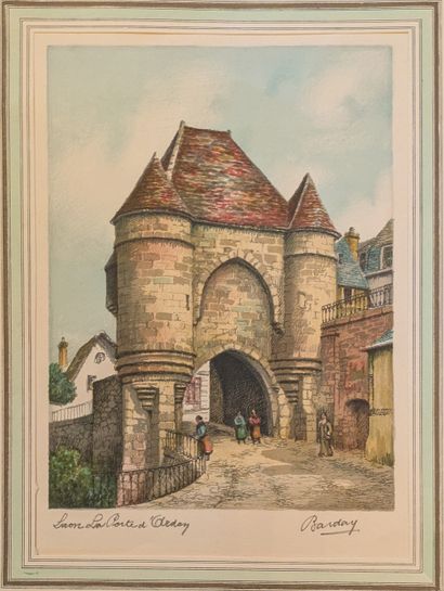 BARDAY. Three views of Laon. Color litho...