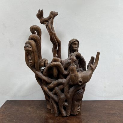 Afro-Cuban sculpture in mangrove root featuring...