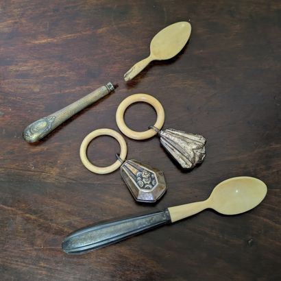 Two boiled spoons, handles in silver 5925°...