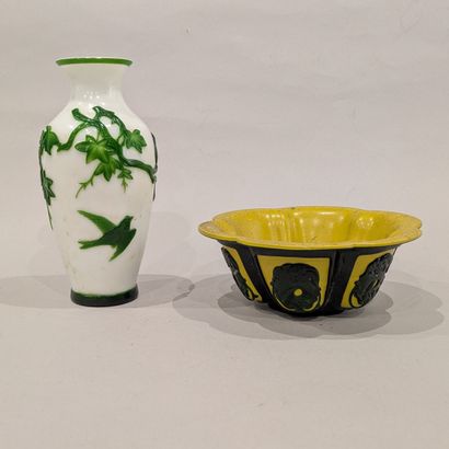 China, 20th century. Set: - green and yellow...