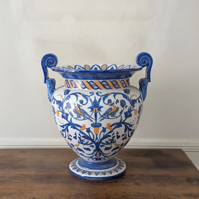 Nevers (?). Large earthenware baluster crater...