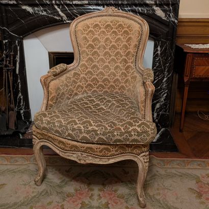Grey lacquered wood, molded and carved with...