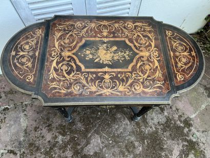 Coffee table in blackened wood and rosewood...