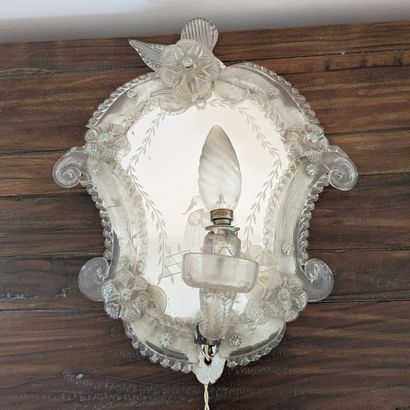 Pair of Venetian glass sconces with one arm...