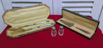 Set in silver (925): salad spoon with corked...