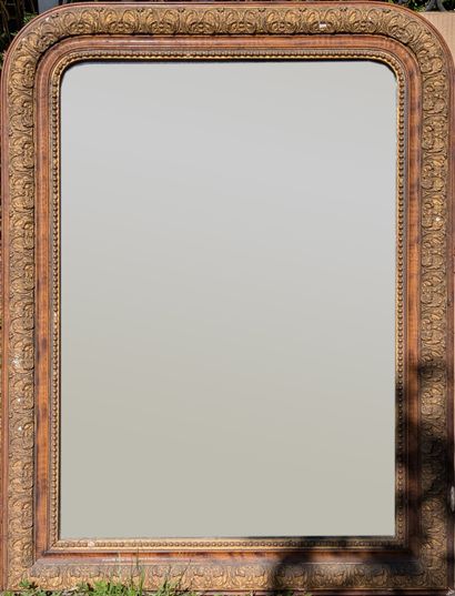 Mirror with faux-wood and redoré painted...