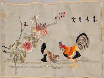 China, 20th century. Set: - five silk or...