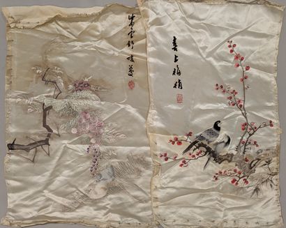 China, 20th century. Set: - five silk or...
