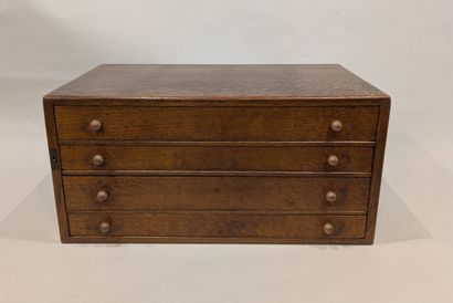 Four-drawer, oak menagère chest.