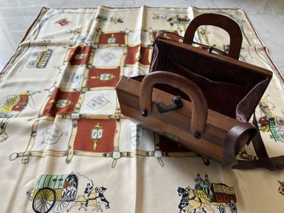 Handbag case, wood, leather A silk scarf...