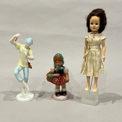 Small molded celluloid doll with ribbed eyes...